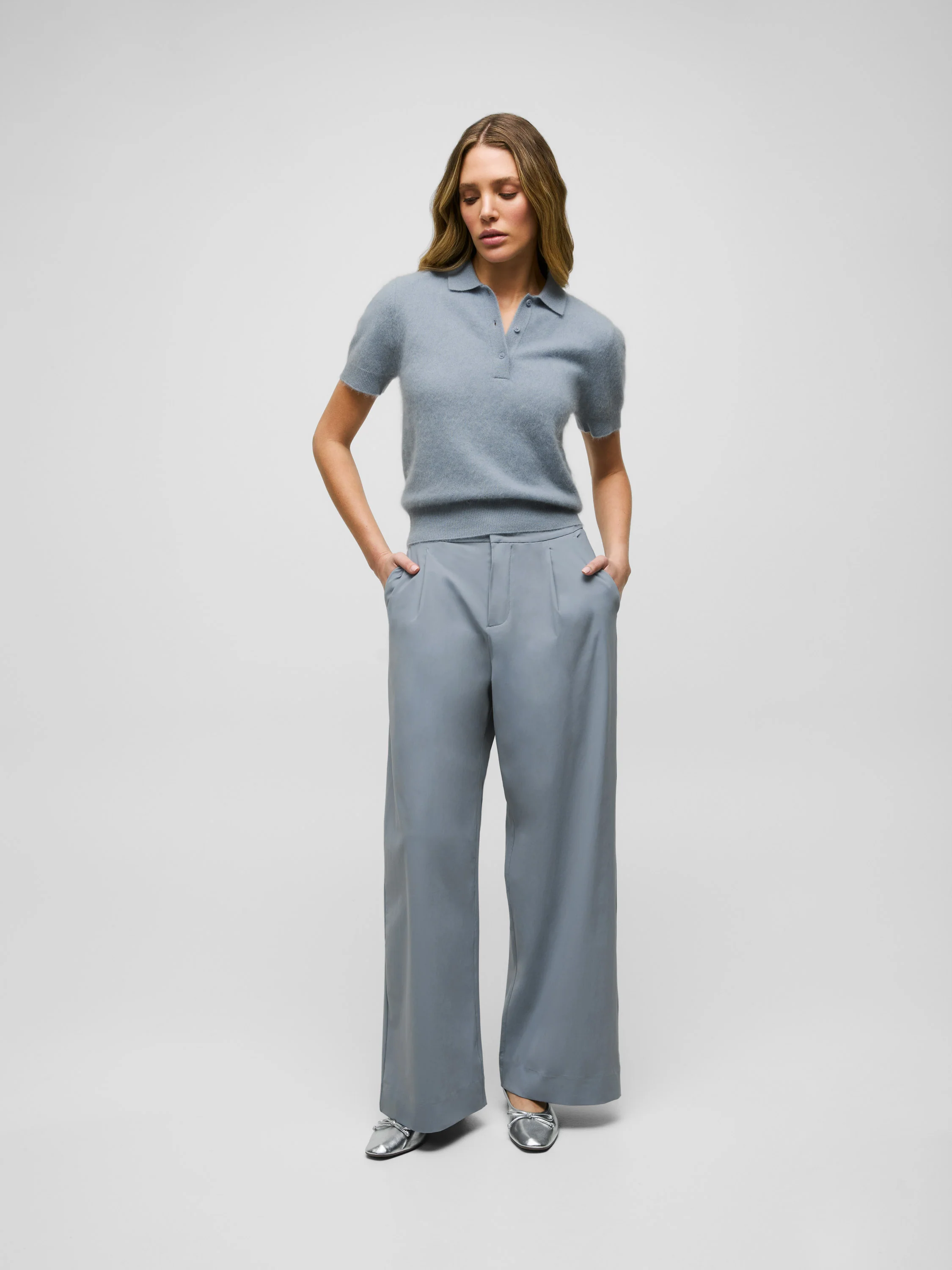 Brushed Bardot Cashmere Short Sleeve Sweater - Image 5