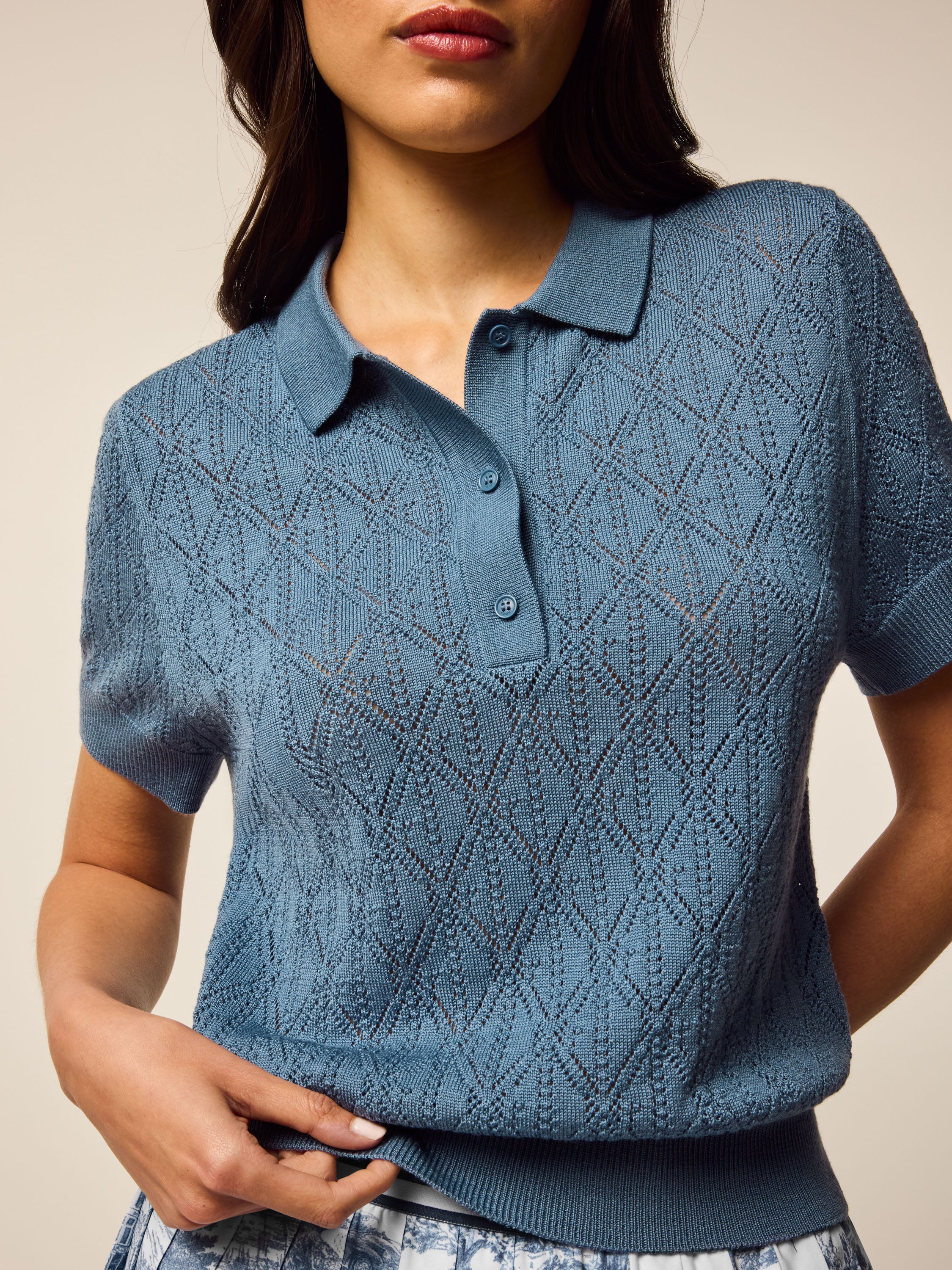 Leith Merino Pointelle Short Sleeve Sweater - Image 4