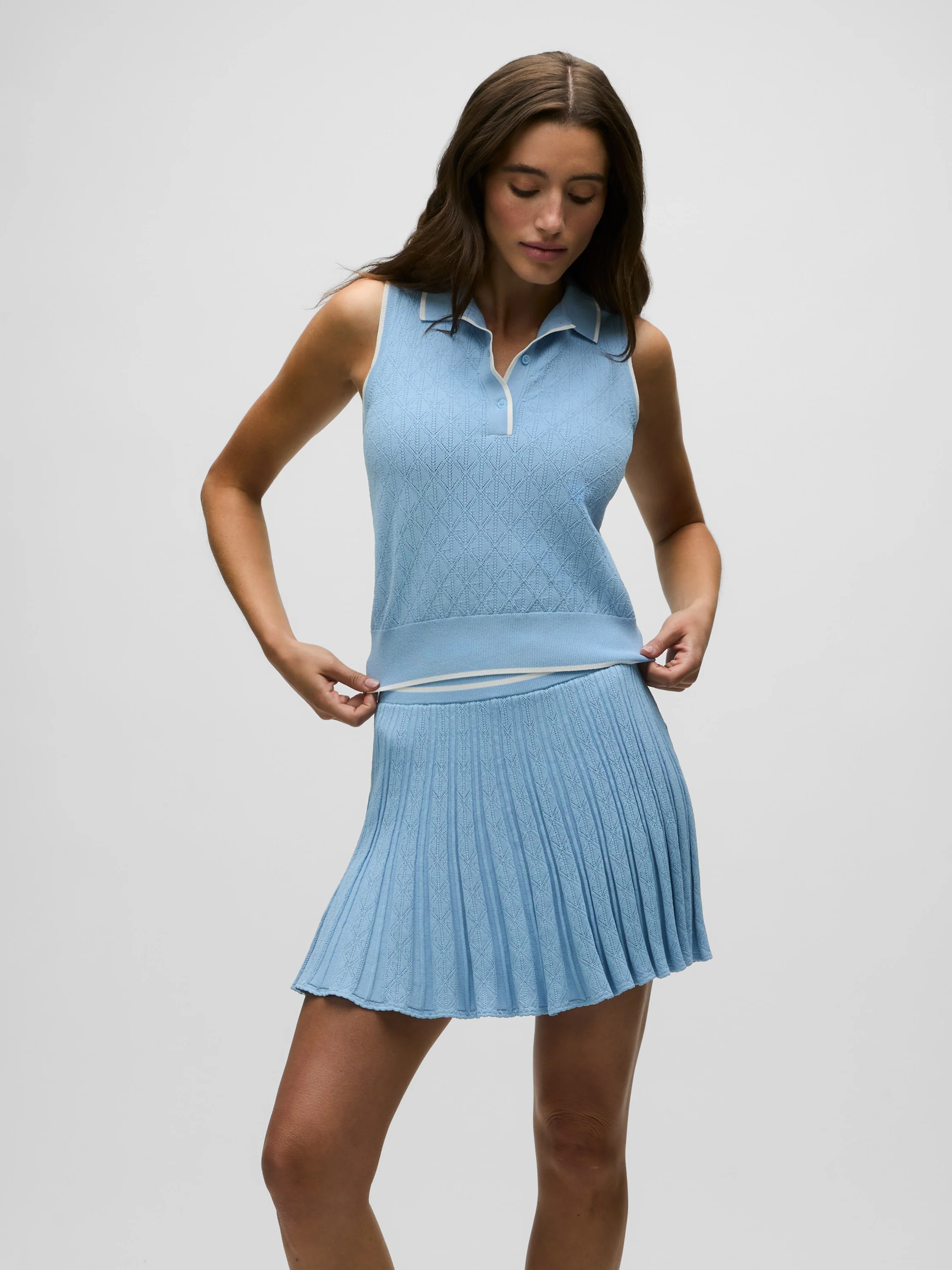 Pointelle Sleeveless Polo - Image 2